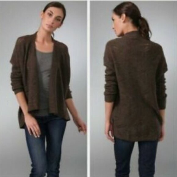 VINCE women's S yak hair/wool drop needle open front cardigan sweater EUC - Picture 1 of 7